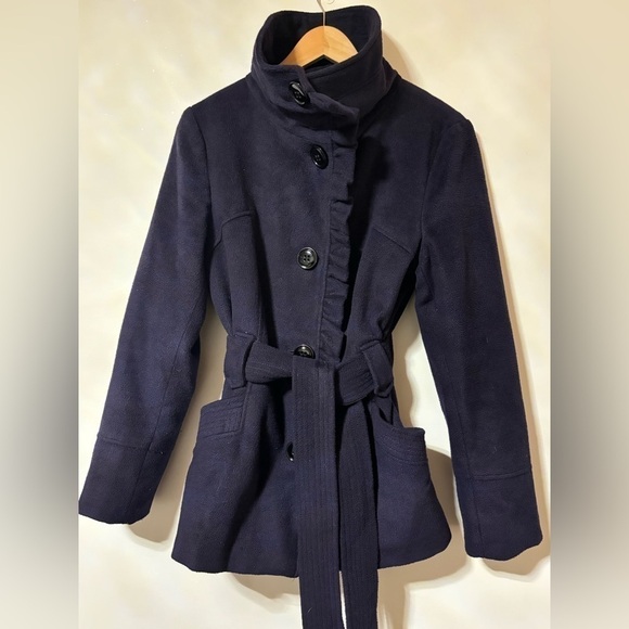 Steve Madden belted Mock Neck Peacoat Outerwear - Picture 1 of 5